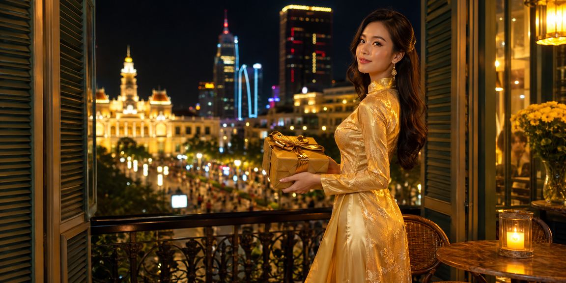 Người dùng TP. Hồ Chí Minh mặc áo dài chơi game và cá cược trực tuyến buổi tối