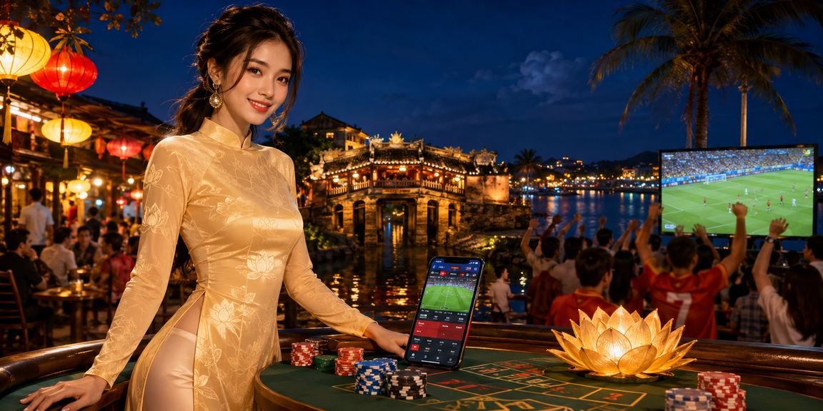 Phụ nữ áo dài tại Hội An tìm hiểu thông tin cá cược trực tuyến