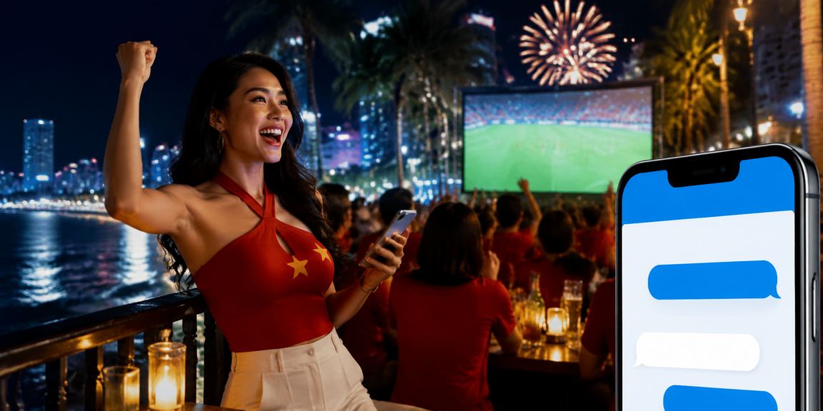 Người dùng tại Nha Trang truy cập hi887 an toàn qua di động trên bãi biển