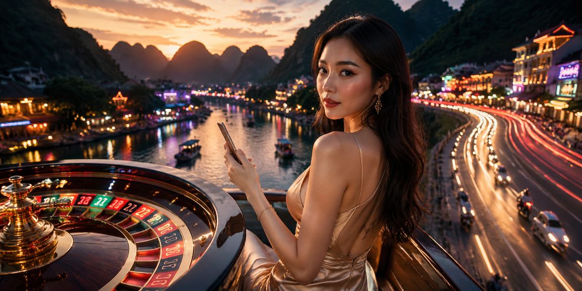 Bàn Roulette với đèn neon tại Ninh Bình – trò chơi casino trực tuyến hi887